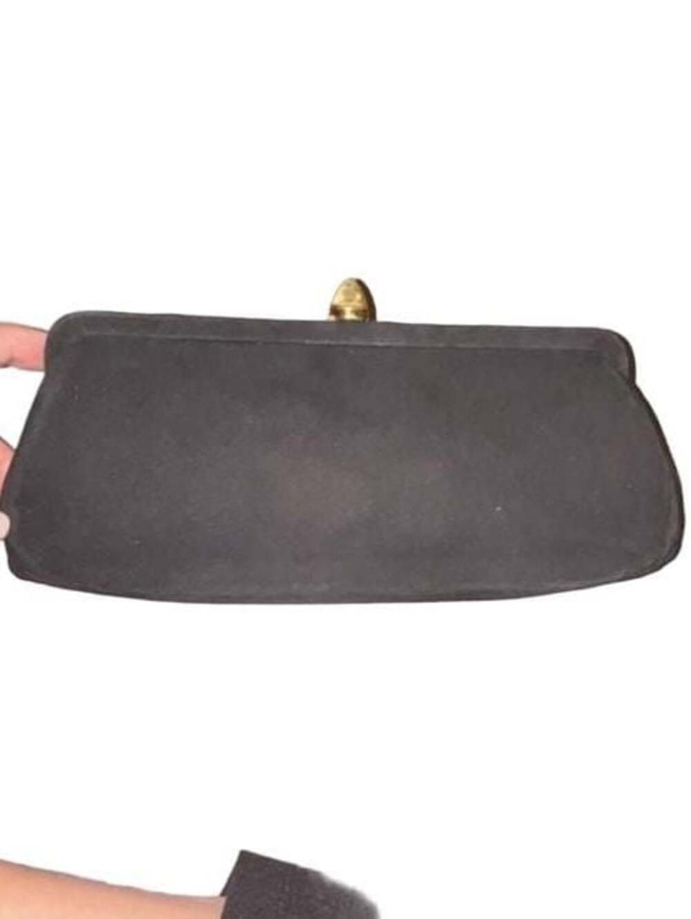 Vintage Kessler Black Suede Evening Clutch Purse with Gold-Tone Clasp